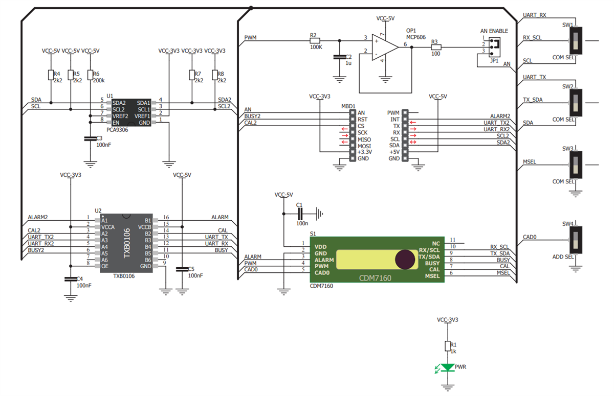 Schematic - Mikroe MIKROE-3134 NDIR CO2 Click